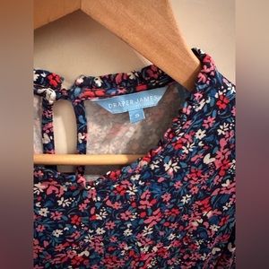 Draper James Kitty Dress Spring Ditsy Floral, Size Small, Blue Red Pink Floral